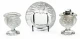 'Lion' Frosted Crystal Lighter, Ash Receiver, And Cigarette Urn, 5.7", 3.7" by Lalique, The set includes the 'Lion' ash receiver, sold Feb 2025