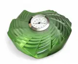 Lalique, 'Valentine Heart' Green Frosted Crystal Boudoir Clock