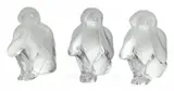 Frosted Crystal Figures, 'Three Wise Monkeys' by Daum, sold Feb 2025