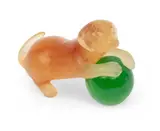 Pate-De-Verre Animal Sculpture, 'Chiot Et Ballon (Puppy And Balloon)' by Daum, sold Feb 2025