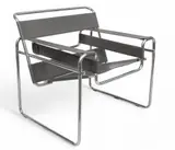 Marcel Breuer, Chrome And Grey Leather Wassily Chair, Ca. 1980, Depth 27