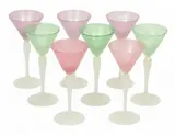 Frederick Carder, Era, Steuben (American) Blown Jade Glass Martini Glasses, Ca. 1920, 8 pcs, Ca. 1920