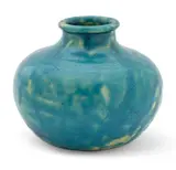Pewabic, Turquoise Blue Glazed Pottery Vase Ca. 1903-05