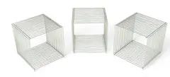 Verner Panton, Chromed Metal Wire Cube Tables/benches Ca. 1970s, 3 pcs, Ca. 1970s, Constructed with chromed metal wires bent in a cube form