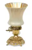 Gold Aurene on Calcite Glass Shade, Brass Boudoir Lamp by Alexander Joseph von Steuben, sold Nov 2024