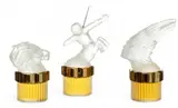 Flacon Collection 'Pour Homme' Crystal Mascot Cologne Bottles, Depth 3.5" 3 pcs by Lalique, 2000, sold Nov 2024