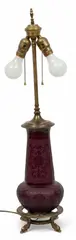 Frederick Carder, Era, Steuben (American) Acid Cut-back Amethyst Jade Glass Vase, Converted to Lamp