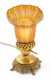 Frederick Carder, Era, Steuben (American) Gold Aurene Glass Shade & Ca. 1903-1933, + Electrified Lamp Base