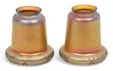 Frederick Carder, Era, Steuben (American) Gold Aurene Bell Form Light Shades, 1903-1933, 1 Pair