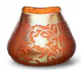 Crete Silberiris Etched on Fire-Red Ground Glass Bowl, Ca. 1900-1903 by Loetz, Ca. 1900, sold Oct 2024