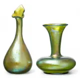 Papillon Crete Glass Gooseneck And Bulbous Flower Vases, 1898, 2 pcs by Loetz, 1898, sold Oct 2024
