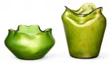 Diana Ciselé Candia Glass Vase & Bowl, 1898, Depth 5" 2 pcs by Loetz, 1898, sold Oct 2024
