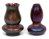 Meander Iridized Maroon Glass Vases, 1900, 2 pcs by Loetz, 1900, sold Oct 2024