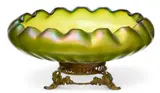 Loetz, Mounted Crete Glatt Centerpiece Bowl, Ca. 1898, Ca. 1898, glass base