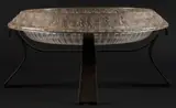 Lalique, Large "Marguerites" Crystal Bowl with Iron Stand