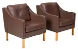 Borge Mogensen, Pair of Leather Lounge Chairs