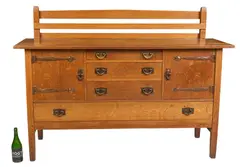 Craftsman Oak Sideboard by Gustav Stickley, -1942) Arts & Crafts oak sideboard with two cabinet doors, sold May 2026