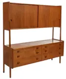 for Mobler Teak Double Decker Cabinet by Hans J. Wegner, Danish mid-century teak double decker cabinet, sold Feb 2025