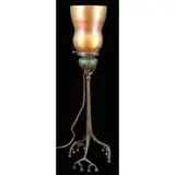 Tiffany Studios, Bronze Root Candlestick and, Favrile Shade