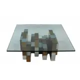 Paul Evans, Signed Midcentury Cityscape Burl, And Chrome Patchwork Coffee Table