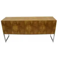 Milo Baughman, for Thayer Coggin Midcentury, Nice original burl walnut sideboard with thick chrome sides