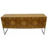 Milo Baughman, for Thayer Coggin Midcentury, Nice original burl walnut sideboard with thick chrome sides