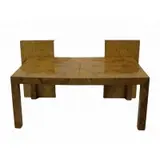 Milo Baughman, for Thayer Coggin Midcentury, A great original burl walnut table with matching grain and 2 leaves