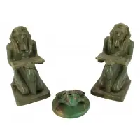 Fulper, Signed Bookends & Frog