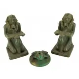 Fulper, Signed Bookends & Frog