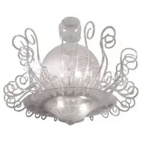 Seguso, 1950 Italian Vintage White & Crystal Clear, 1950, Murano Glass Chandelier