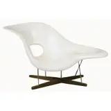 Charles and Ray Eames, Vitra La Chaise Lounge Chair, La Chaise lounge chair with a white lacquer shell and chrome plated tubular steel