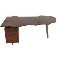 George Nakashima, NAKASHIMA STUDIO, Desk with burl slab top, but the top appears to be the original oak burl top