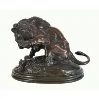 Lion and Serpent, No. 3, 1833 by Antoine-Louis Barye, Bronze, sold Oct 2025