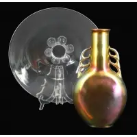 Aurene Vase together with a Crystal Bowl by Alexander Joseph von Steuben, sold Sep 2025