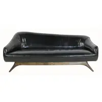 Leather Settee / Chaise by Vladimir Kagan, Custom for the consignor's mother in leather with a typical Kagan base, sold Jul 2025