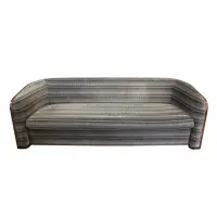 Signed Upholstered Demilune Sofa by Karl Springer, A great sofa with a wood back and sides and nice original fabric, sold Jul 2025