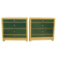 Tommi Parzinger, ; Charak Modern Pair of Dressers, 1903, 1950s tooled leather fronts