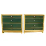 Tommi Parzinger, ; Charak Modern Pair of Dressers, 1903, 1950s tooled leather fronts