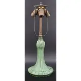 Hampshire Pottery, Lamp Base, A green glazed lamp base displaying tulip motifs