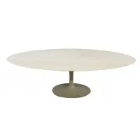 Eero Saarinen, for Knoll Cast Iron Tulip Table with, Custom Travertine Top