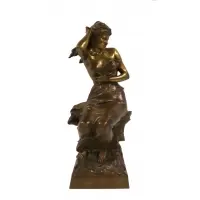 ??L’Orage?? by Alfred-Désiré Lanson, Gilt and patinated bronze sculpture, sold Jan 2025