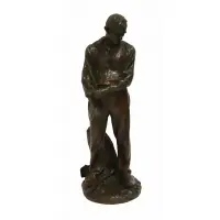 Jules Dalou, Dalou Sclp, Large sized patinated bronze of a farmer rolling up his sleeves