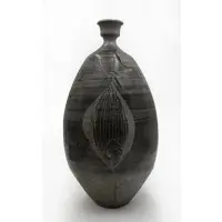 Antonio Prieto, Bottle Shaped Vase with Fish Decoration, Glazed Stoneware