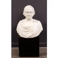 Henry Dexter, Original / of/ Agassiz/ Made To The Order Of/ Hon. Nathaniel Thayer / By / Henry Dexter Sculptor/ 1867, MARBLE BUST OF AGASSIZ A large marble bust of Louis Agassiz (1807-1873
