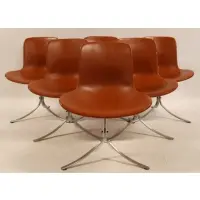 Poul Kjaerholm, PK 9 Chairs (6), 1960, 1960 / 2002 chrome-plated steel