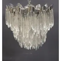 Gaetano Sciolari, Large and impressive chrome chandelier with rare glass drops, Large and impressive chrome chandelier with rare glass drops