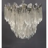 Gaetano Sciolari, Large and impressive chrome chandelier with rare glass drops, Large and impressive chrome chandelier with rare glass drops