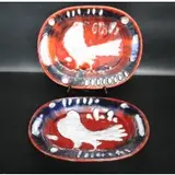 Professor Eugenio Pattarino, A Pair Of Glazed Pottery Chargers With Dove Decoration, A Pair Of Glazed Pottery Chargers With Dove Decoration