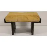 Paul Evans, Midcentury Sculpted Bronze Bench, 1970, PAUL EVANS Sculpted Bronze bench with beige tufted velvet upholstery