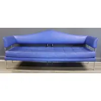 Luca Scacchetti, LUCA SCACCHETTI (Milan, 1952-2015) for Poltrona Frau, Chromed steel and upholstered in blue leather